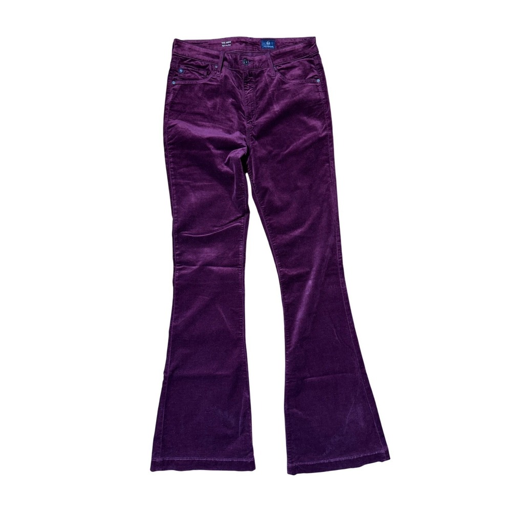 AG Adriano Goldschmied The Janis High Rise Flare Corduroy Pants Purple 31 Womens